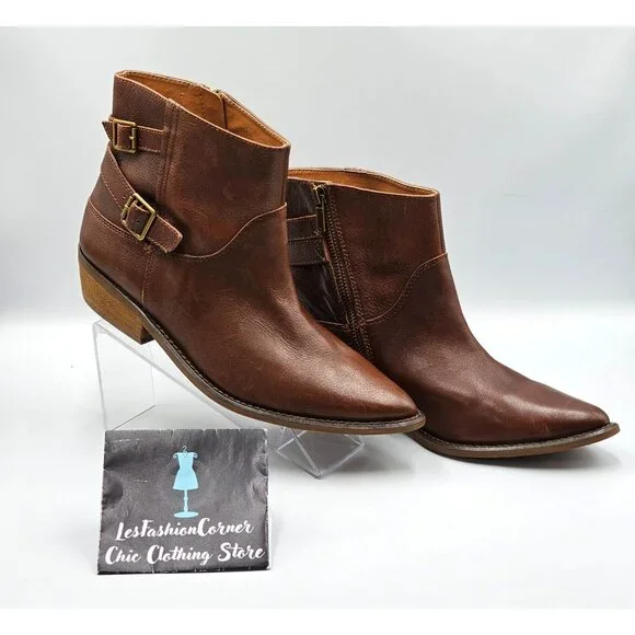 Lucky Brand Women's Brown Leather Caelyn Buckle Accents Ankle Bootie Sz 11 2972 - Picture 12 of 16
